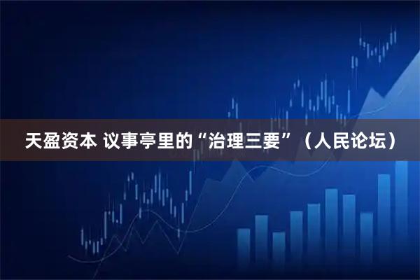 天盈资本 议事亭里的“治理三要”（人民论坛）